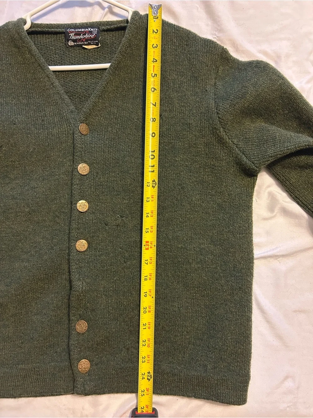 Olive Green 100% Virgin Wool Cardigan Sweater